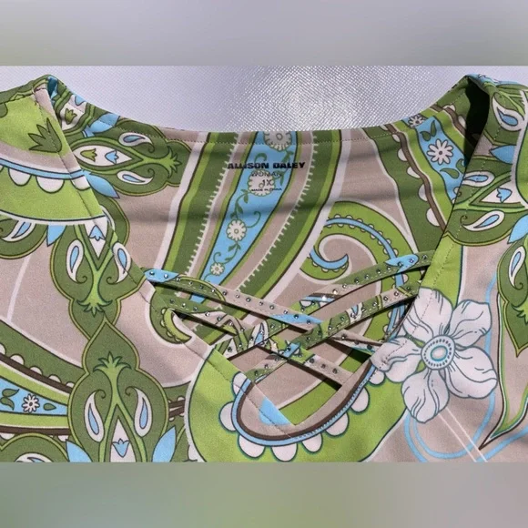 NEW Plus Size 1X Allison Daley Embellish Paisley 3/4 Sleeve Crisscross Top $69 - Picture 9 of 11